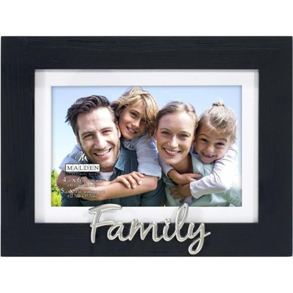 Black Wood Family Picture Frame 4x6 or 5x7 Photo Frame Tabletop or Wall Decor